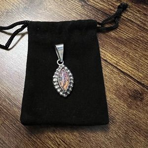 Sterling Silver Fire Opal Pendant.